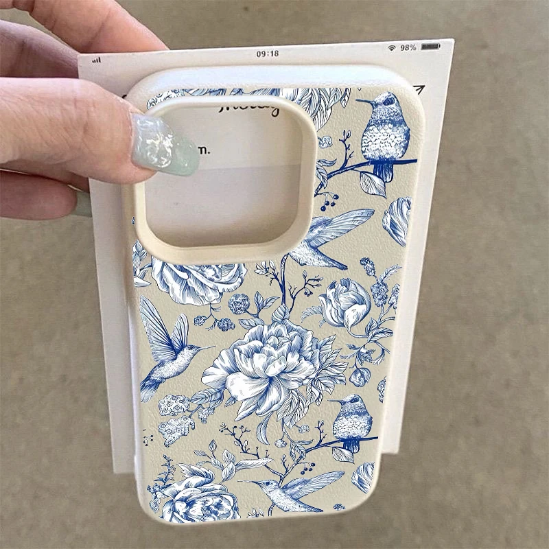 Blue Bird Flowers Pattern Design Soft Phone Case Cover