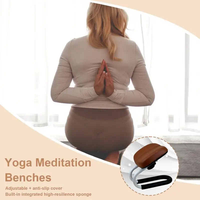 Yoga Meditation Seat Adjustable Meditation Stool With Sponge Cushion - Ergonomic Kneeling Chair For Yoga & Prayer Adjustable Height Kneeling Meditation Stool With Cushion