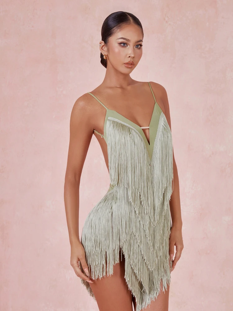 ZYM フリンジ ラテン ドレス コンテスト サルサ ドレス チャチャ