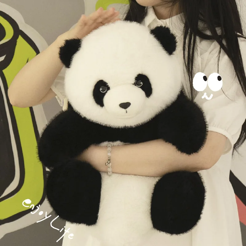 Simulation Realistic Fluffly Five Months Old Huahua Panda Plush Toys Kawaii Stuffed Animal Cute Bear Plushie Doll for Girls Gift