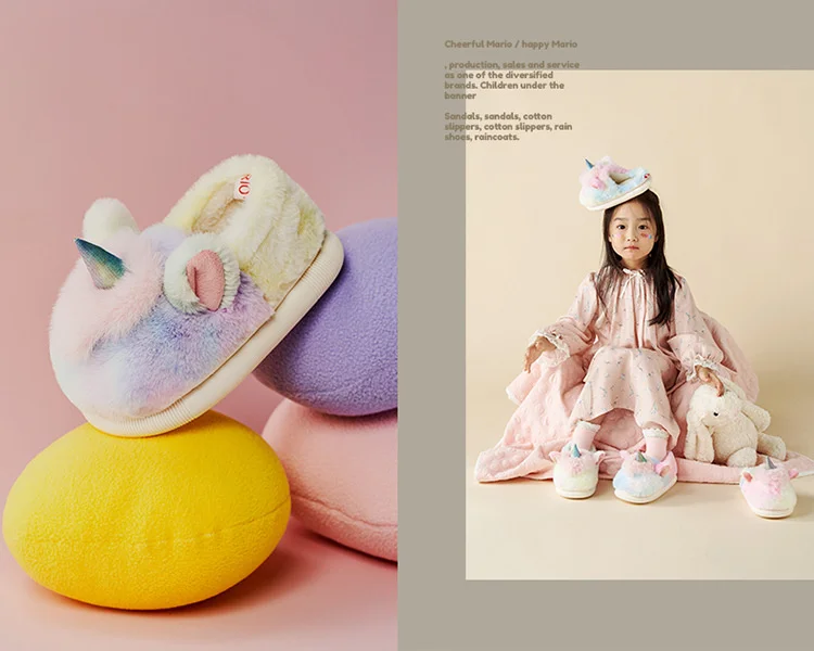 Boys Girls Fluffy Slippers Cozy Plush Home Shoes Indoor Outdoor Anti-Slide Slipper Cotton slippers Cotton Slippers _voghion.com