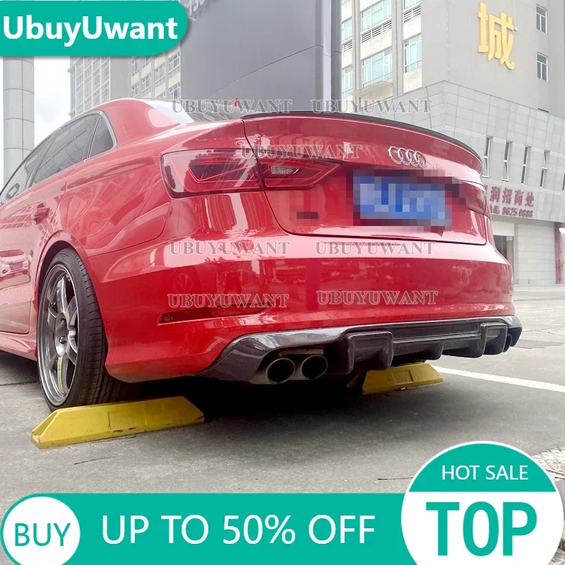 

Для Audi A3 Standard / S-Line Sedan 2015 2016 2017 2018 2019 Real Carbon fiber глянцевый черный задний бампер диффузор спойлер