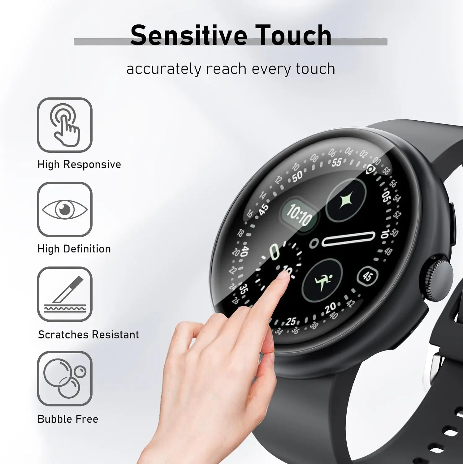 Premium Tempered Glass Screen Protector with PC Case for Watches - Anti-Scratch and Durable Finish
