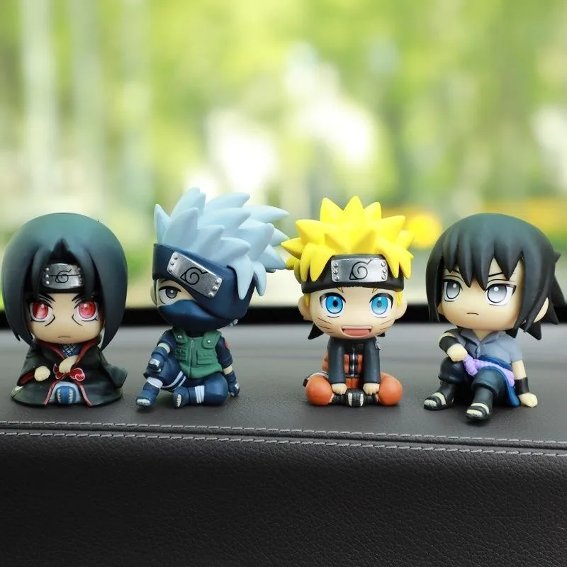 Naruto Anime Figur Sasuke Kakashi Itachi 9cm PVC Q-Version Statue Modell für Zimmer Schlafzimmer Dekoration Geschenk