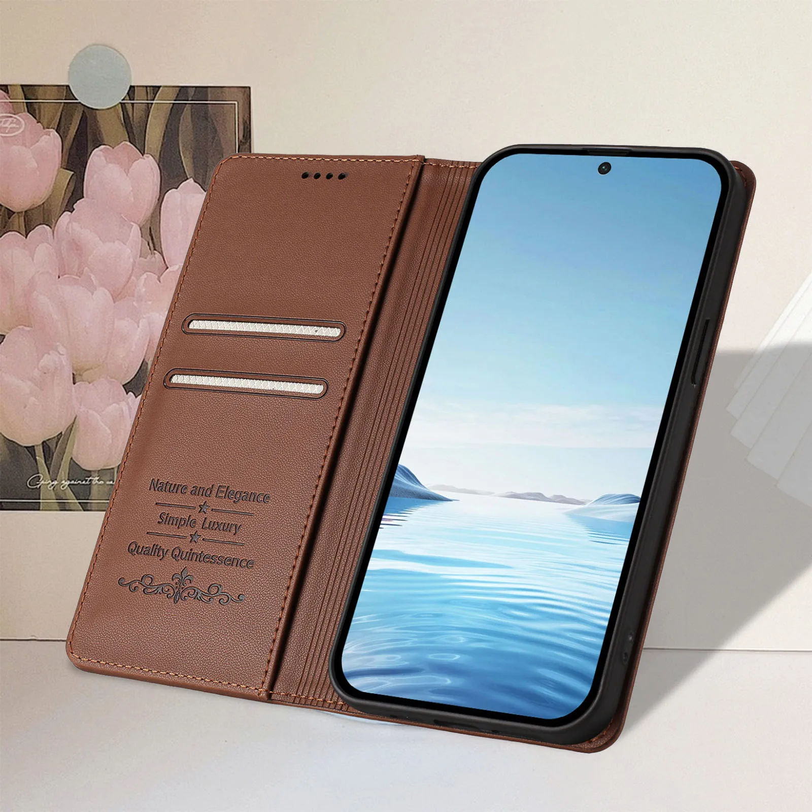 Elegant Double Butterfly Leather Wallet Case with Magnetic Closure and Card Slots