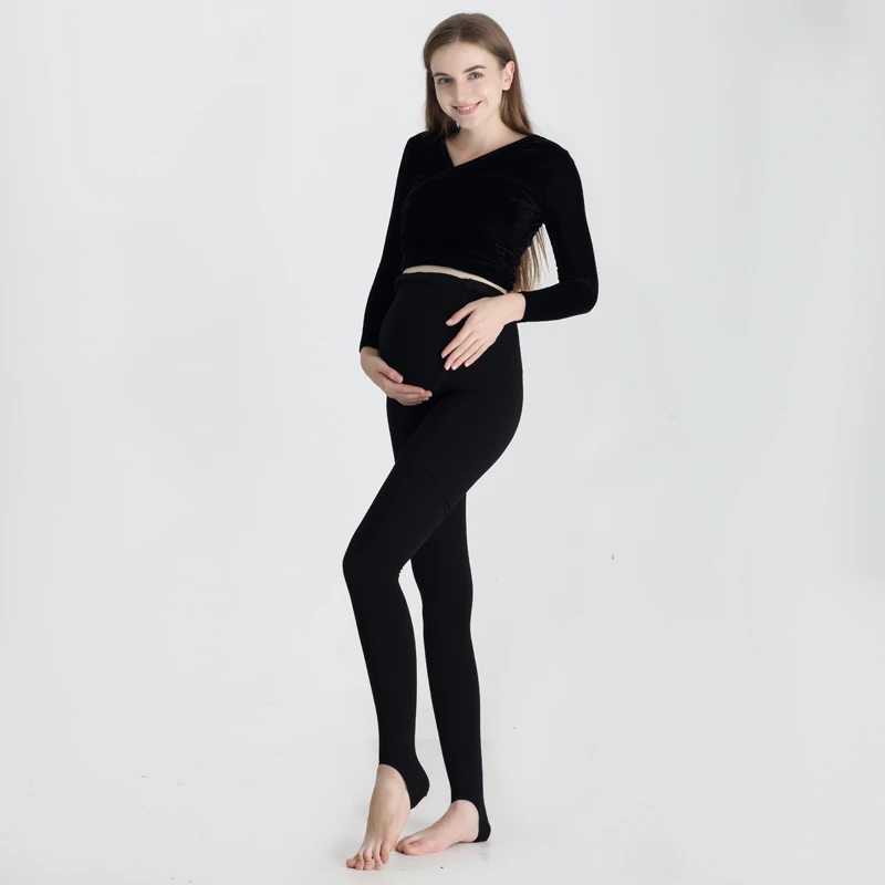 

8898# Autumn Fashion Maternity Tights Adjustable High Waist Belly Pantyhose Clothes for Pregnant Women Hot Slim Pregnancy Pants