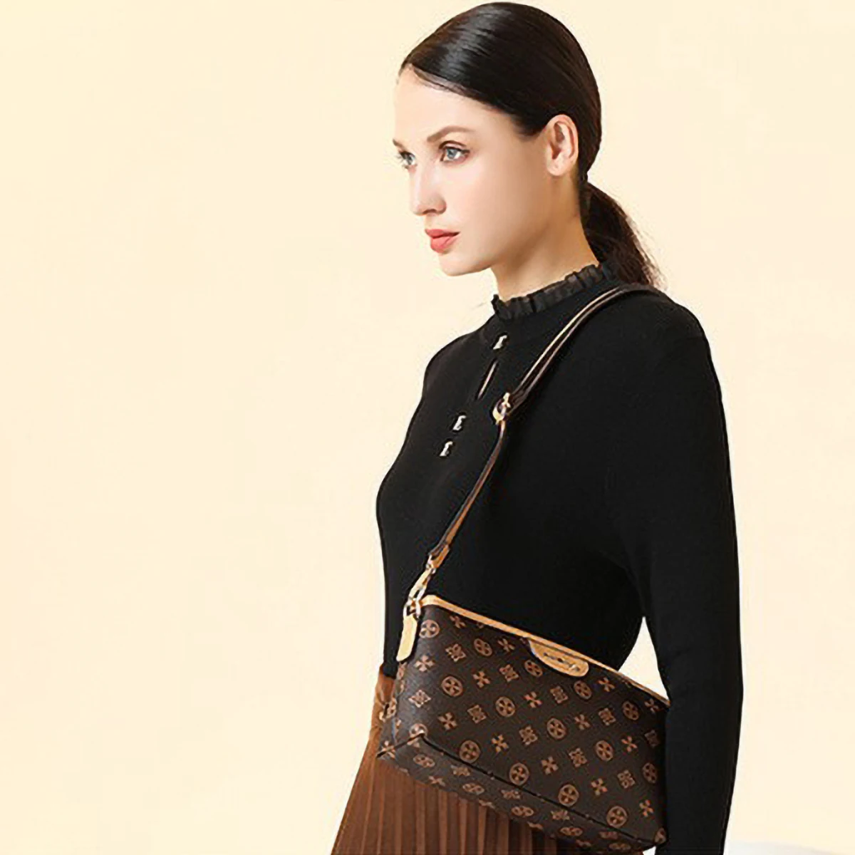 Baellerry Classic Pattern Women's Crossbody Shoulder Bag convertible 3-Way Carry RFID Blocking Lightweight Slim Casual Purse