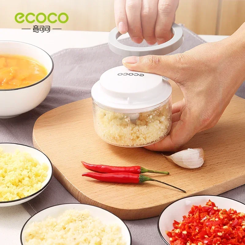 Ecoco Portable Hand-held Vegetable Cutter Kitchen Multi-function Manual Garlic Press Grinder Meat Cutting Machine