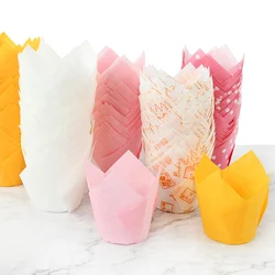 50pcs Cupcake Liner Newspaper Style Baking Cup Wedding Party Caissettes Tulip Muffin Cupcake Paper Cup Oilproof Cake Wrapp Cases