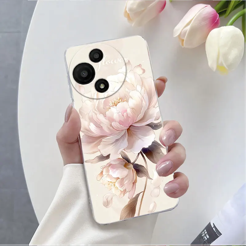 Floral Marble Design Transparent Silicone Phone Case - Soft Protective Cover