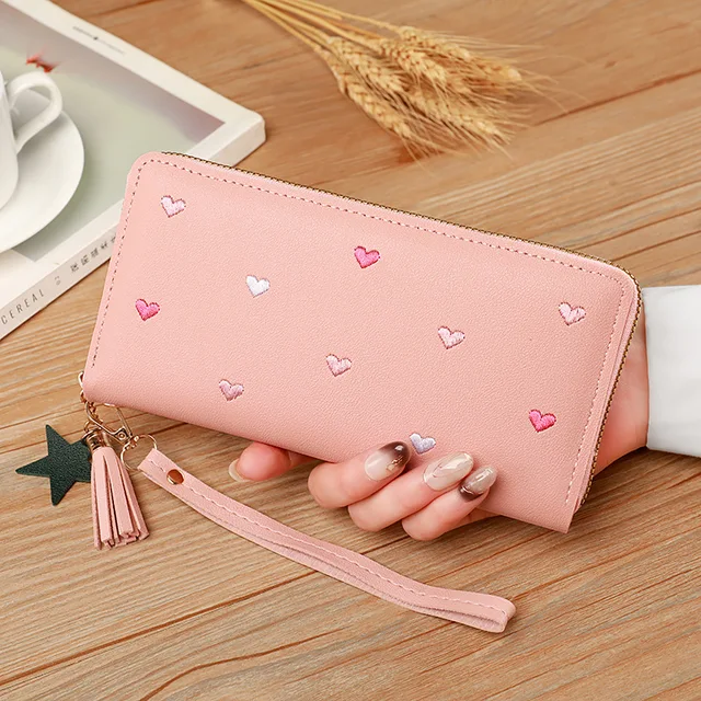 Women Long Wallets Purses Luxury Love Heart Wallets for