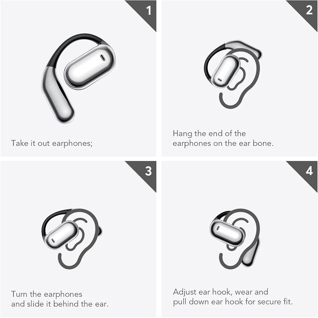 Wireless Earbuds with Ear Hooks for Sports and Fitness
