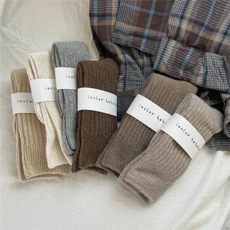 Women Wool Cashmere Thermal Long Socks Homewear Sleeping Calcetines for Autumn Winter