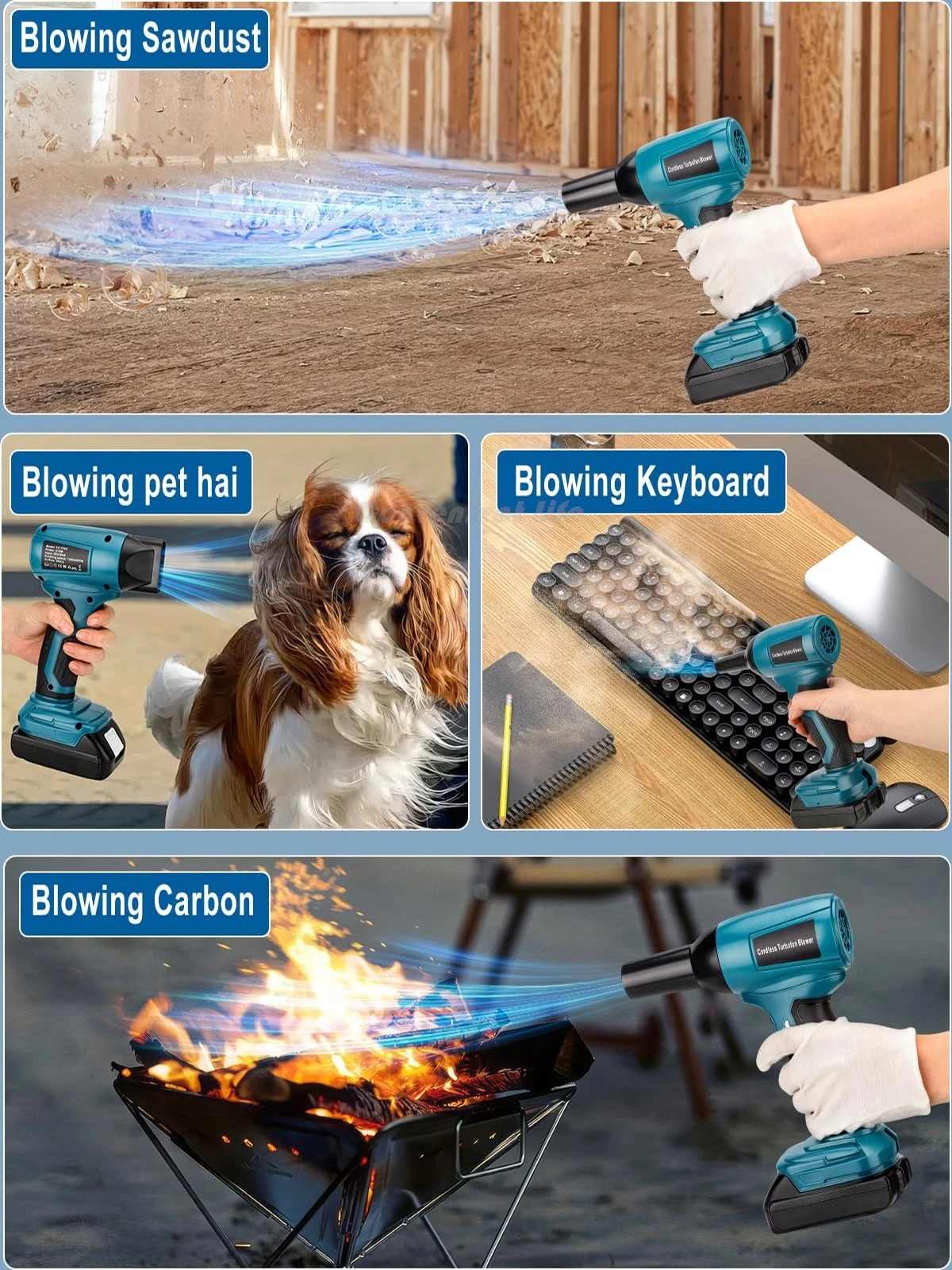 Cordless Leaf Blower for Makita 18V Battery 130000 RPM 425MPH High-Speed Brushle