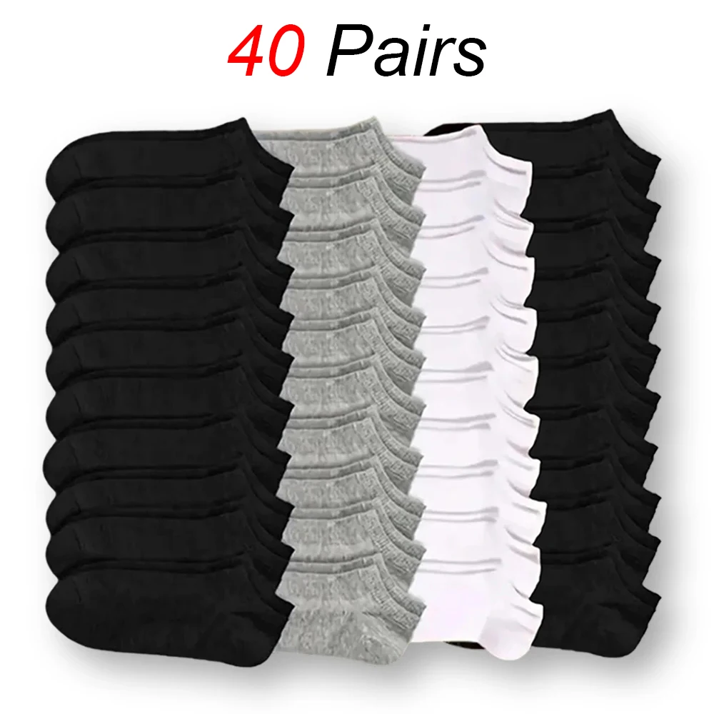 Boat Socks 10/40 Pairs Men's Business Sport Sweat Absorption Summer Autumn Solid Color Non Pilling Ankle Socks