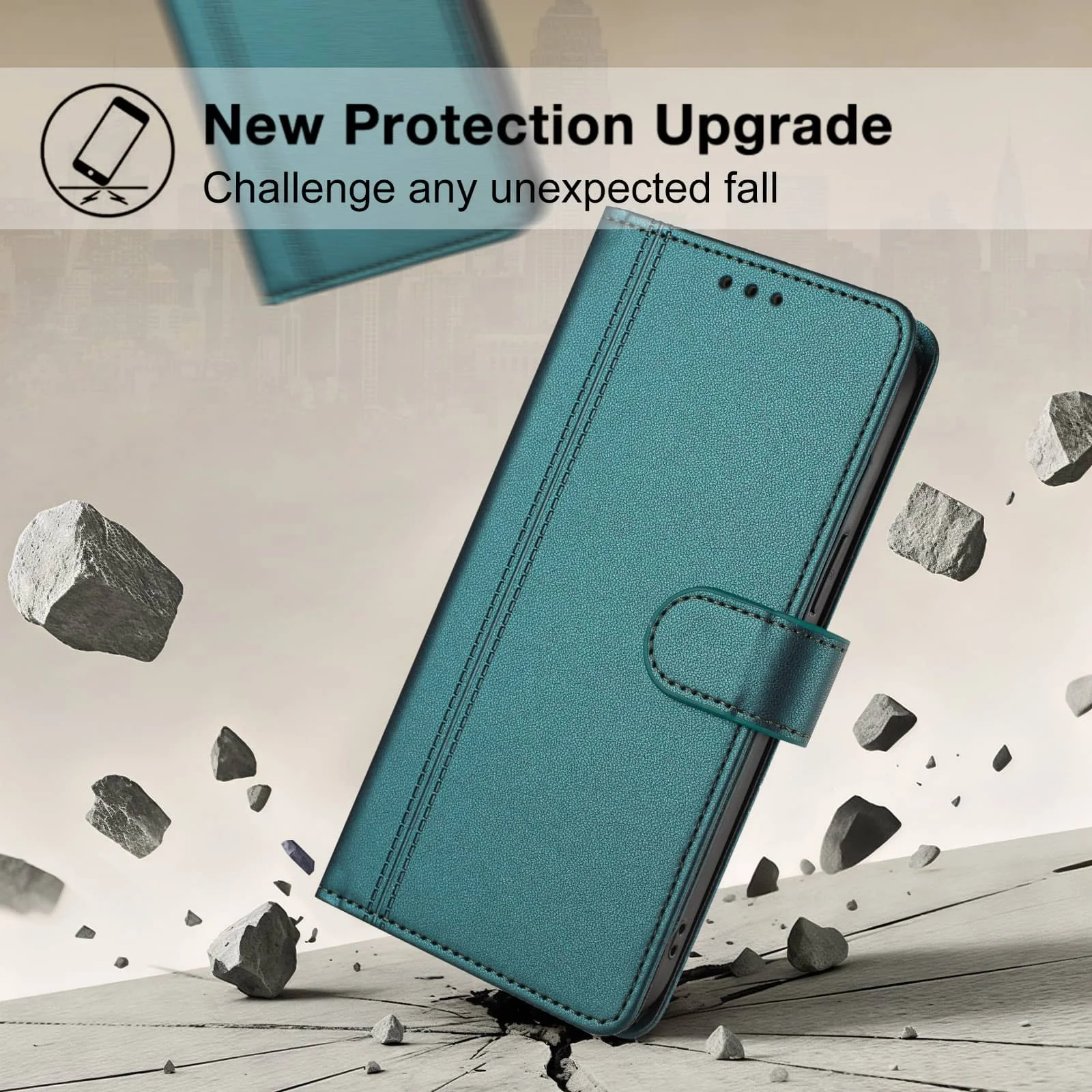 Slim Flip Wallet Case with Magnetic Clasp and Kickstand Feature