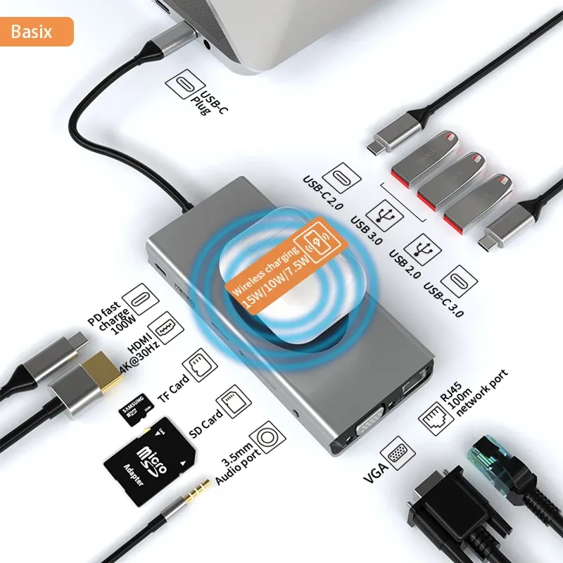 USB C to HDMI-compatible 4K 30Hz USB 3.0 HUB Adapter Dock PD USB C Splitter for MacBook Pro Air Samsung S20 Type C HUB