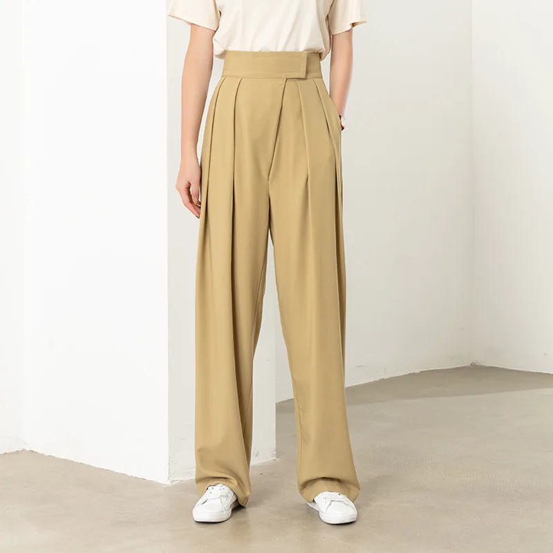 

Jielur Brown Wide Leg Women Classic Suit Pants Vintage Palazzo Office Elegant Casual Black Trousers Female High Wasit Pants Jiel