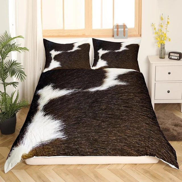 Cowhide Fashion Fur 150 cm Fabric Black, Brown & White