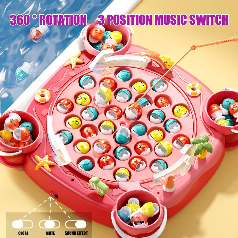 Electric Magnetic Fishing With Music Toys for Boys Imitate Fish Rod  Children Magnet Game Education Girl 3 Year Free Shipping