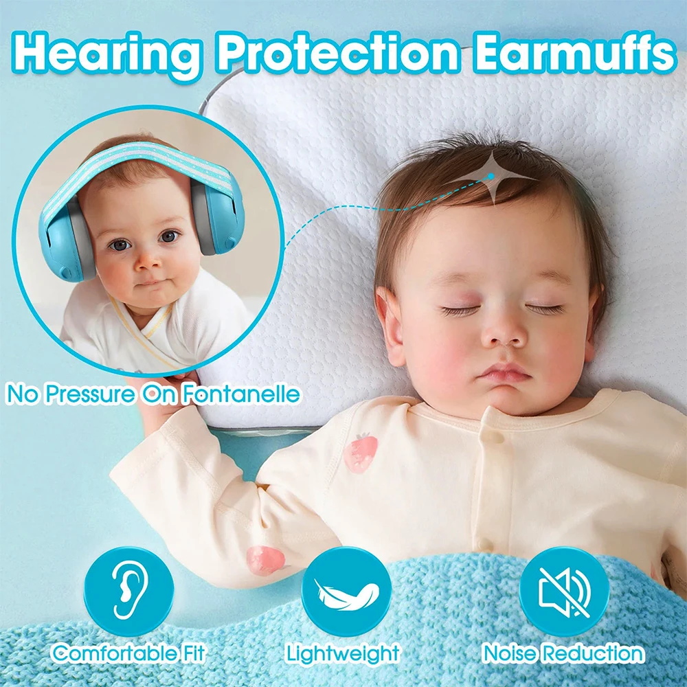 YHKEMA Baby Noise Canceling Ear Muffs Adjustable Headphones for Infant Ages 0-3 Years Baby Ear Protection Helps Improves Sleep