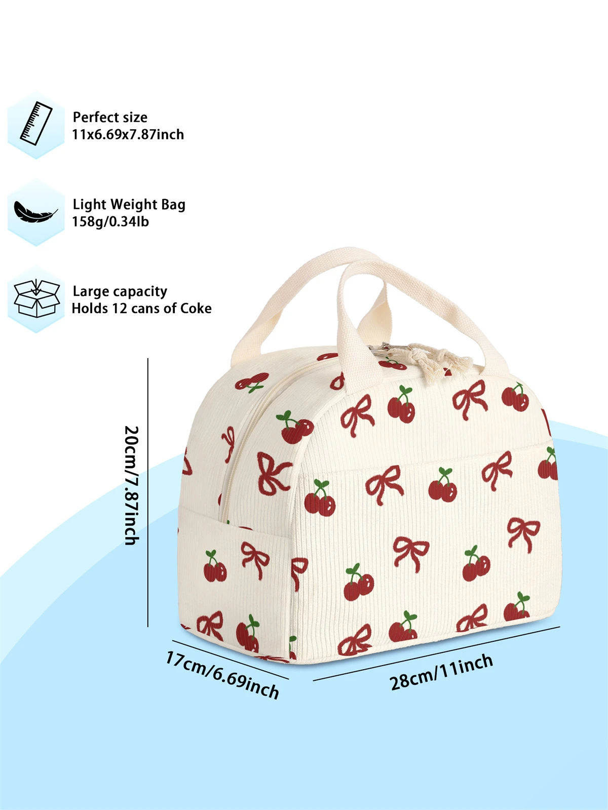 1pc- insulated lunch box bag thickened student portable lunch bag