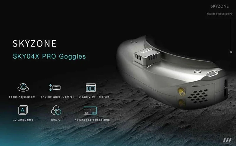 SKYZONE SKY04X PRO FPV Goggles | 5.8G 48CH SteadyView Rx | 1080P OLED Display &