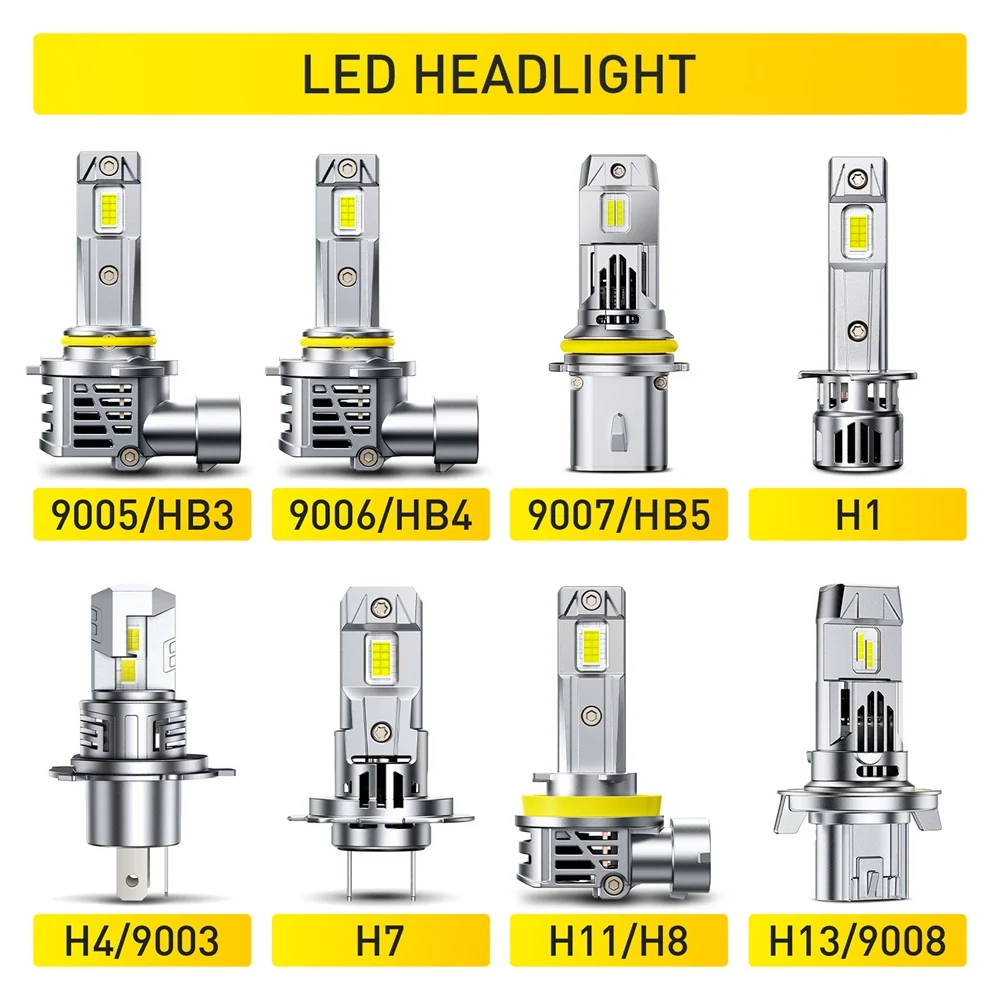 AUXITO 2Pcs 30000LM H7 LED 헤드라이트 Canbus H1 H11 H8 H9 9005 HB3 9006 HB4 9007 HB5 9008 H13 H4 9003 HB2 LED 전구 6500K 화이