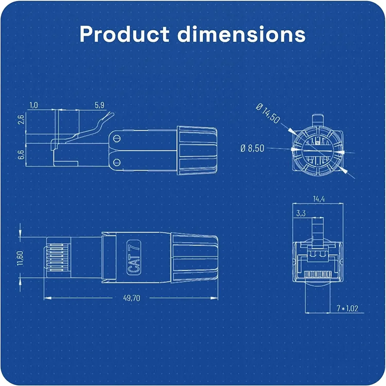 ZoeRax 12/30 Stück RJ45 Cat7 Cat6A geschirmter Stecker, werkzeugloser Ethernet-Abschlussstecker für 23–24 AWG STP/UTP-Ethernet-Kabel – Detail 7