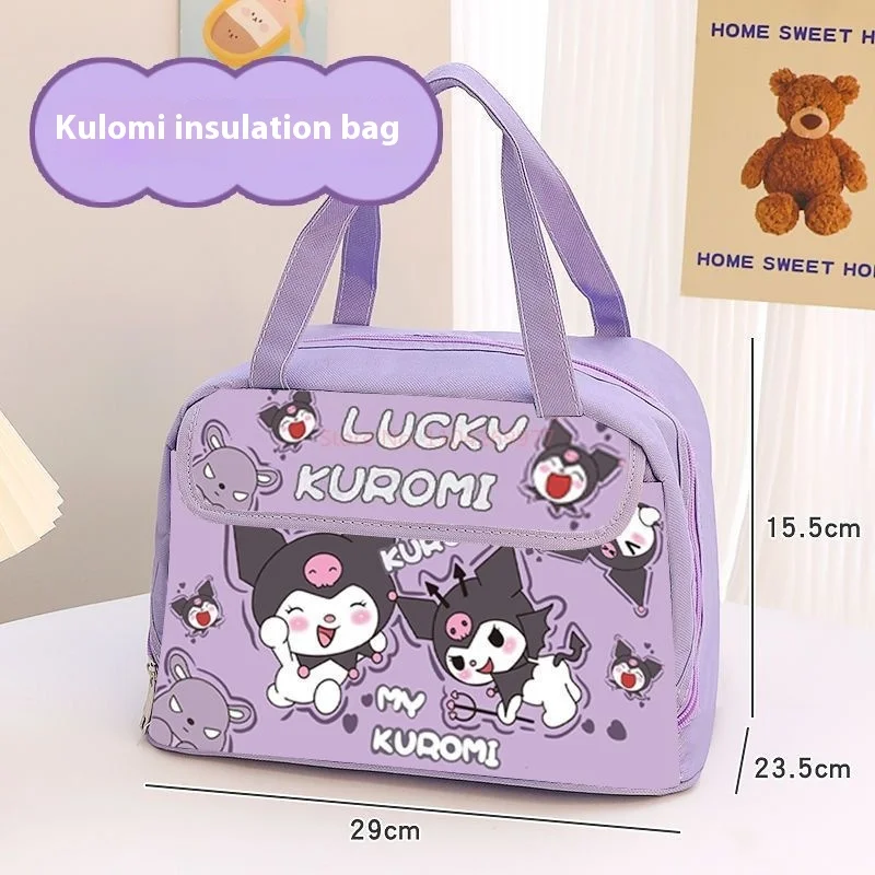 Cartoon Kuromi Insulated Bag Cute and Stainproof Sanrio New Lunch Box Handbag Large Capacity Waterproof Insulated Bento Bag 6