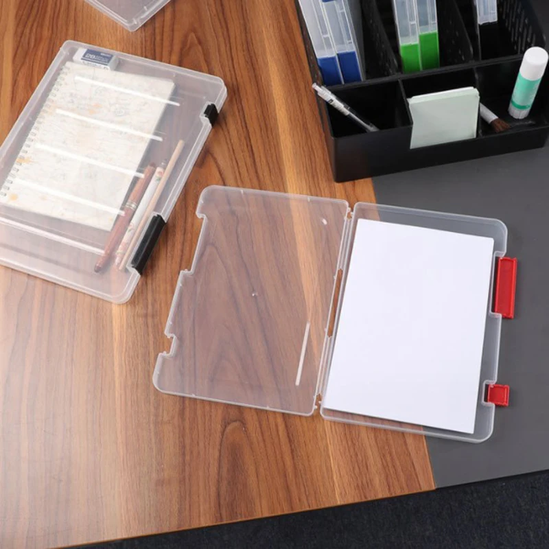 

A4/A5 Clear Document Storage Box Paper Organizer Buckle Closure Stationery Organizer Folder Office Sorting Plastic Files Holder