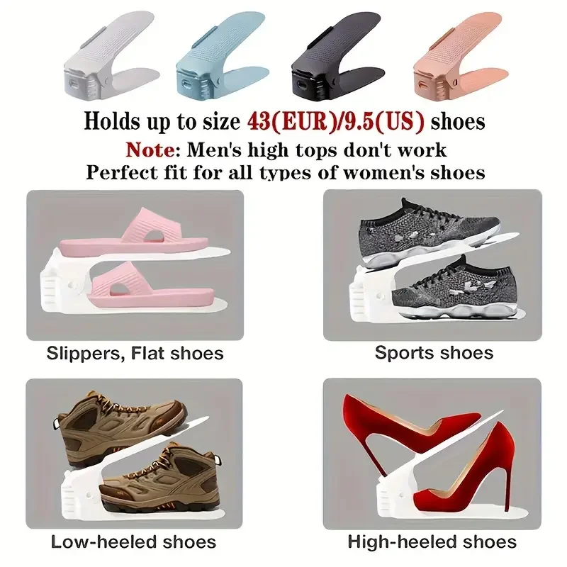 5/10Pcs Adjustable Shoe Stacker Shoe Slots Organizer Slots Space Saver Double Deck Rack Holder For Closet Organization