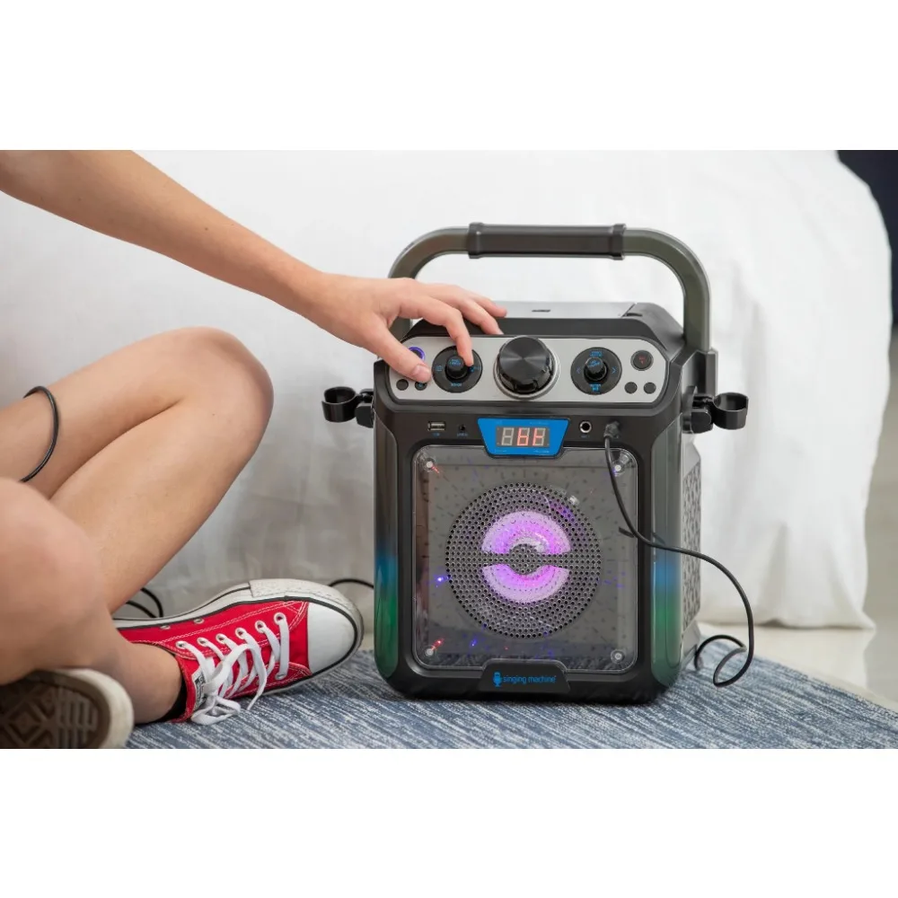 Singing Machine Groove Cube Hype Bluetooth, Stand Alone Karaoke Machine,  LED Lights, SML712BK, Black