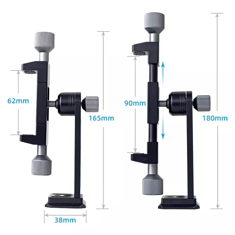 Cimapro 회전 금속 삼각대, 휴대폰 클립, 데스크톱 수평 수직 거치대, 스마트폰 삼각대 헤드, 라이브 비디오 촬영