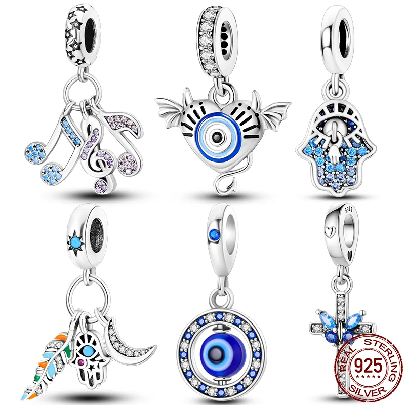 

Fit Pandora 925 Original Bracelet Pavé Hand of Fatima Devil Fashion 925 Silver Charms Beads Fine DIY Birthday Jewelry For Women