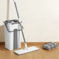 Self-Cleaning Spin Mop and Bucket Set, with Foot Pedal Wringer & 3 Washable Pads for All Floor Types, Wet Dry Use steam mop