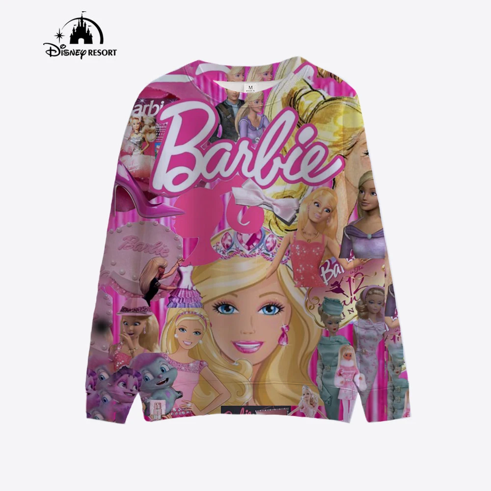 thumbnail image 1 of Sudadera con capucha de cuello redondo con estampado de princesa Barbie nueva de primavera y otoño de 2024, sudadera con capucha informal de manga larga con cuello redondo, regalo de Navidad rosa, 1 of 4
