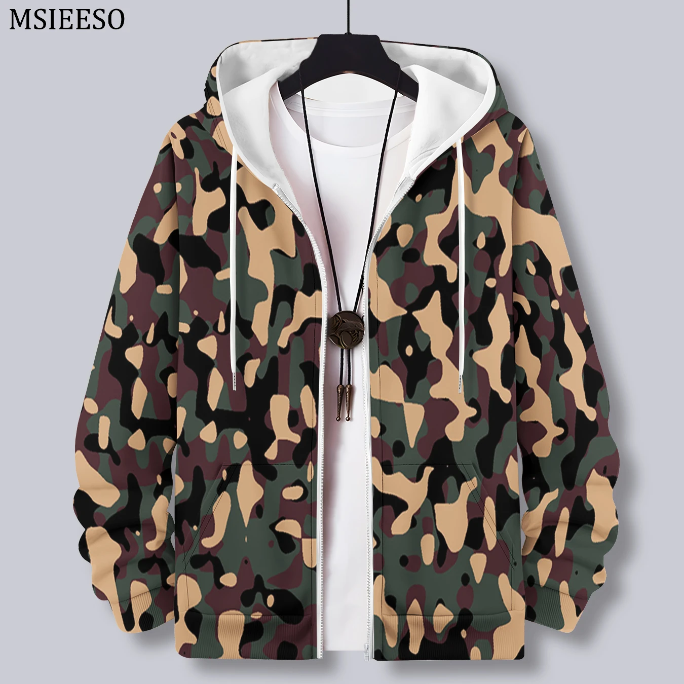 

MSIEESO Men Zipper Hoodie Multicolor Camouflage Pattern Printed Hoodie Casual Male Hooded Sweatshirt Women Pullover Zipper Coat