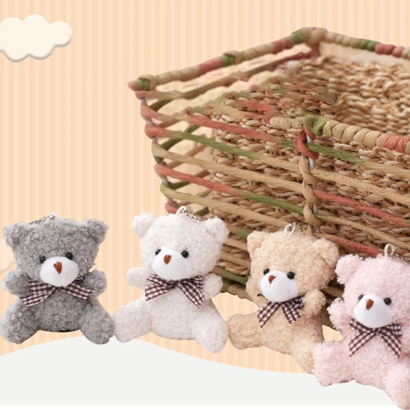 

Mini Bear Plush Keychain Backpack Pendant Cartoon Keyring Handbag Decorations Cute Women Accessories Child Birthday Gift