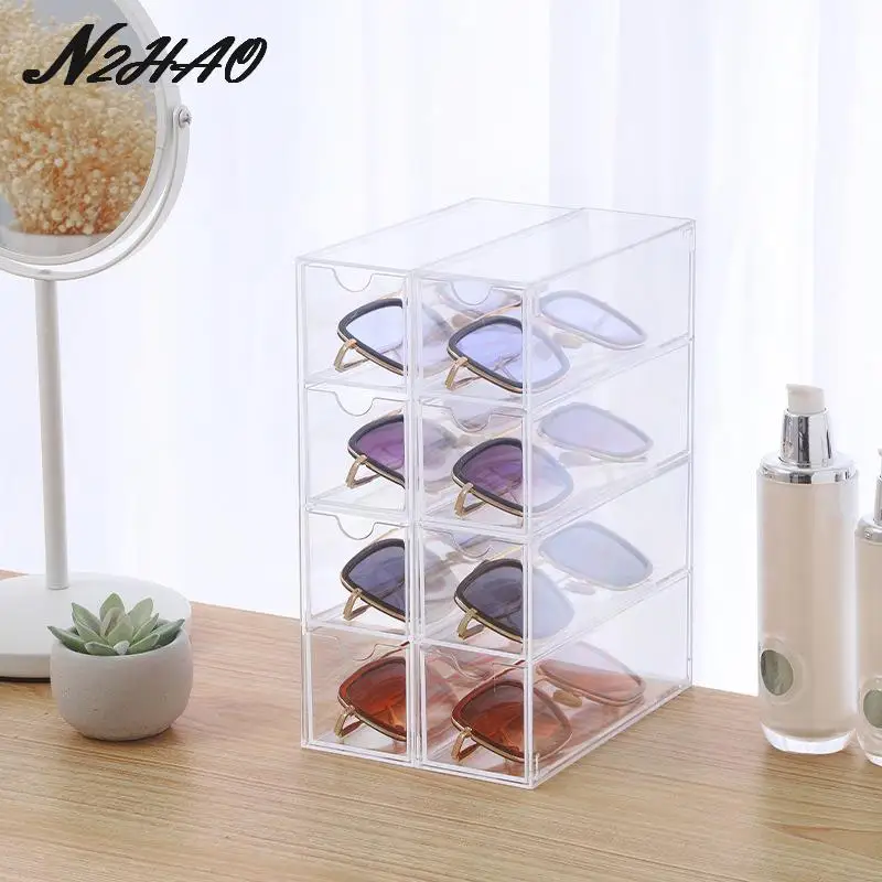 1PcTransparentAcrylicGlassesCaseFourLayerDesktopGlasses