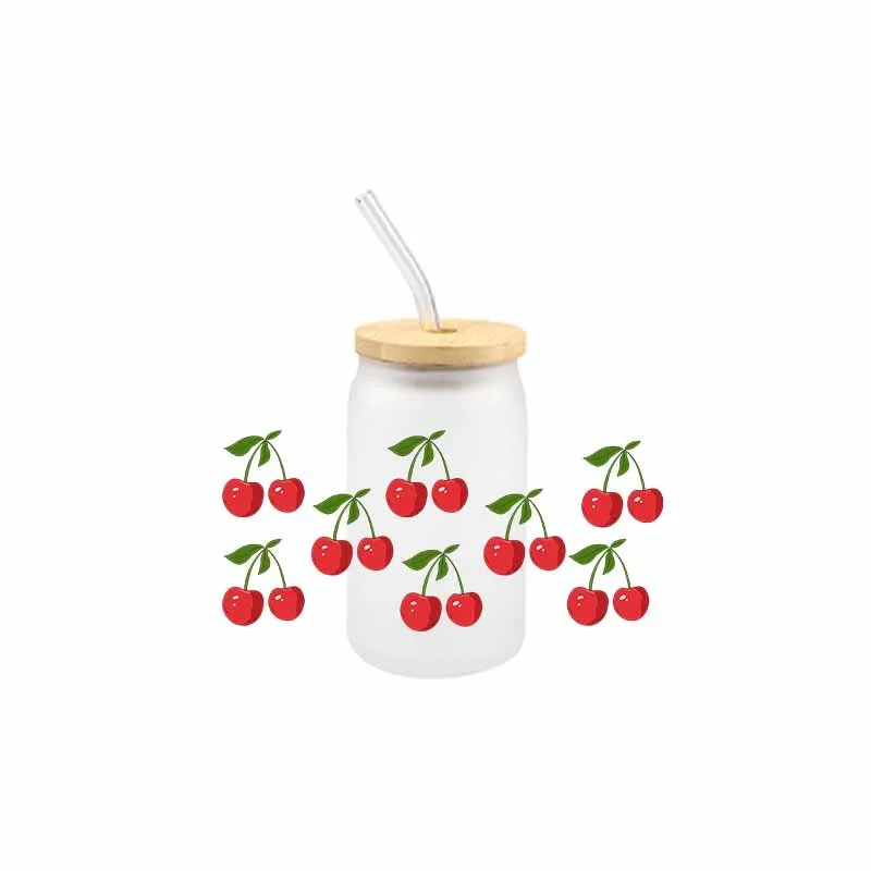 Cherry Fruit Uv Dtf Transfer Stickers Waterproof Colorful Scratch Resistant Uv Dtf Decals For Cup Design sticker cups uv dtf wrap transfer