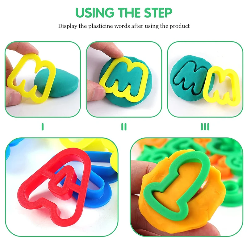 Puzzle Play Dough Tool Kit For Kids Number Letters Symbols Cutters Dough Rollers Clay Playdough Accessories Preschool DIY Toys 4