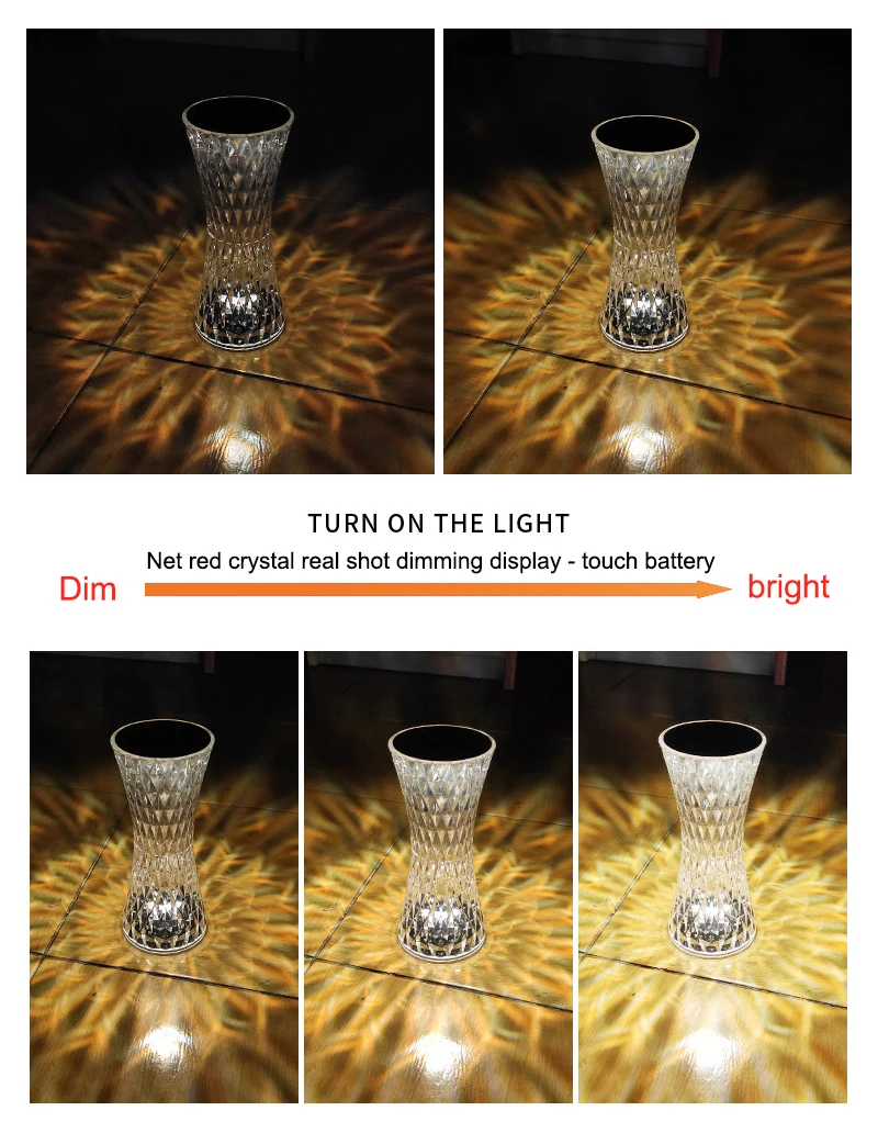 Led Touch Sensor Diamond Table Lamp Small Waist Crystal Decoration Light For Bar Bedroom Bedside Coffee Desk Night Lighting Gift