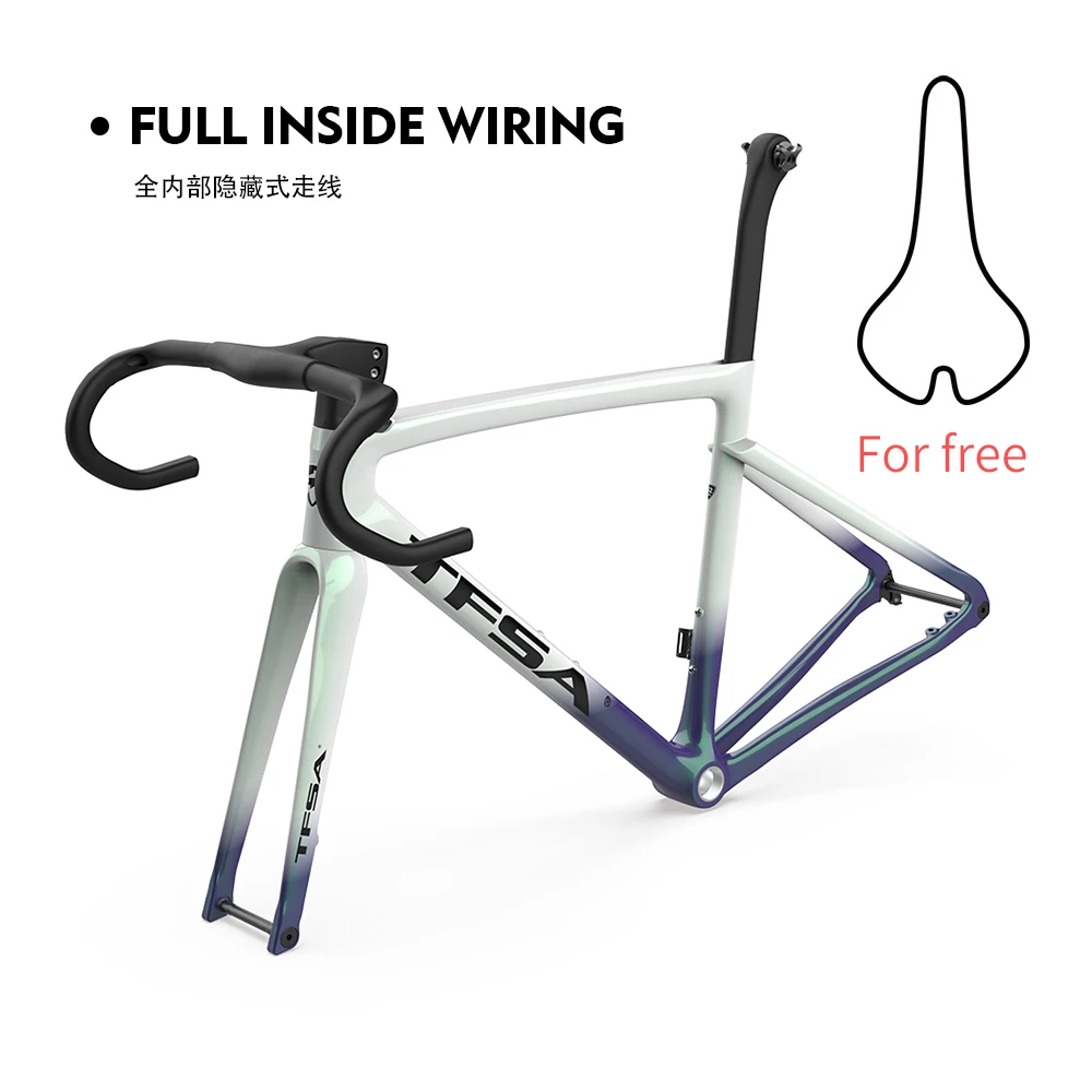 

2023TFSA carbon fiber frame full inner line disc brake can be equipped with integrated handlebar road bicycle Frame