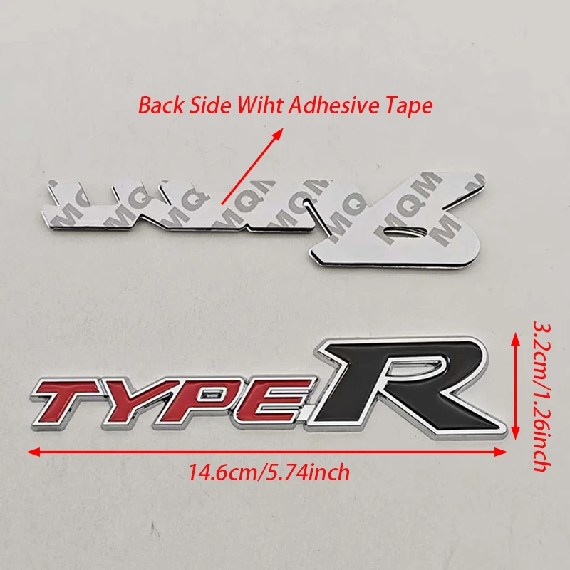 3D 메탈 자동차 스타일링 타입 R 로고 리어 트렁크 스티커 배지 엠블럼 데칼 (혼다 시빅 TYPE R CRV HRV 어코드 핏 자동차 액세서리용)
