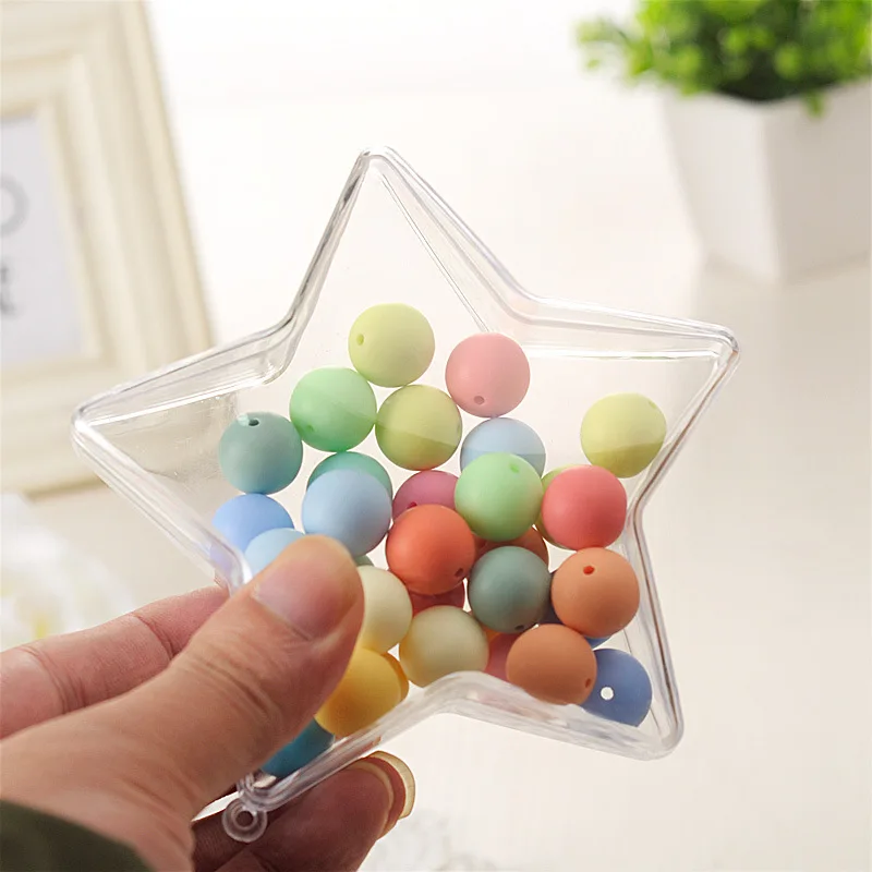 10 Set DIY Fillable Star Shape Ball Clear Plastic Ornamens Balls Christmas Tree Pendant Bauble Party Decor Transparent Candy Box