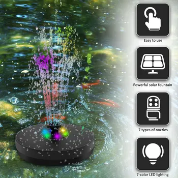 Color LED Solar Fountain With Nozzles - Image 2