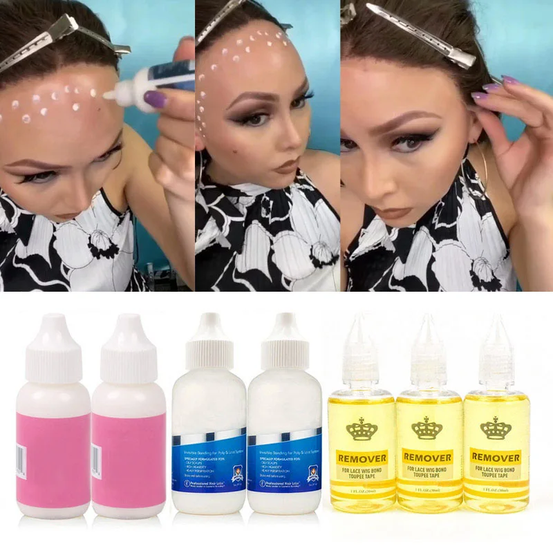 Waterproof Lace Wig Glue Kit For Lace Front Wig Hair Bond Glue Adhersive Wax Stick Tint Spray Edge Brush Melt Band