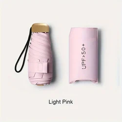 Compact Mini Folding Umbrella - Lightweight & Durable with Stylish Aluminum Handle - Iron (Pink)