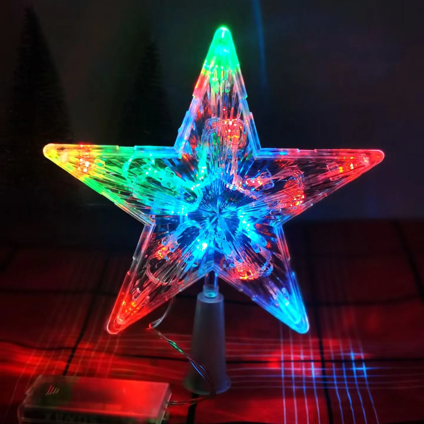 

15CM 19CM LED Transparent Star Light Merry Christmas Tree Toppers Decorations Home Room Decor Supplies Ornament House
